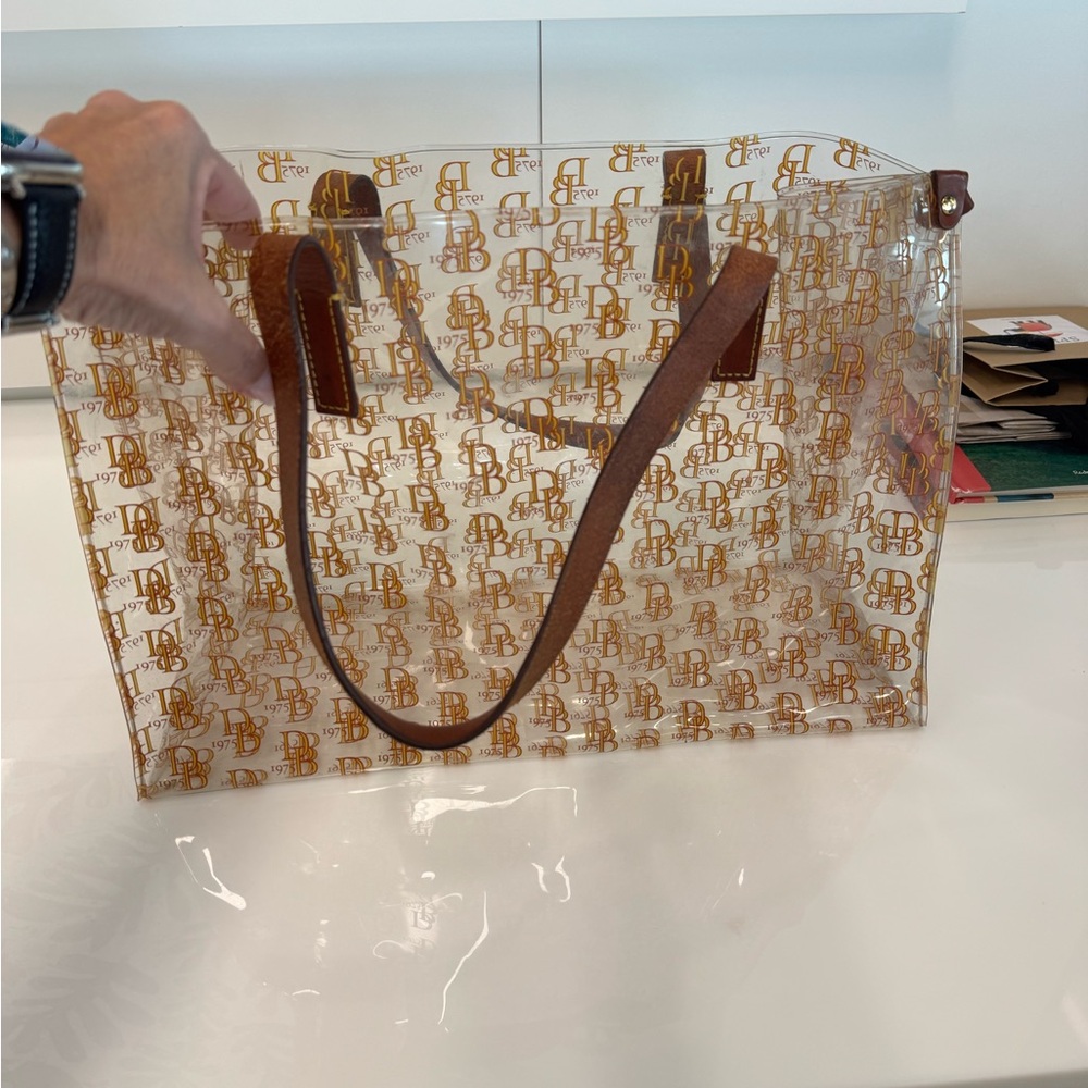 Dooney & Bourke Vintage Clear Acrylic Tote with Brown Handles - Picture 3 of 5